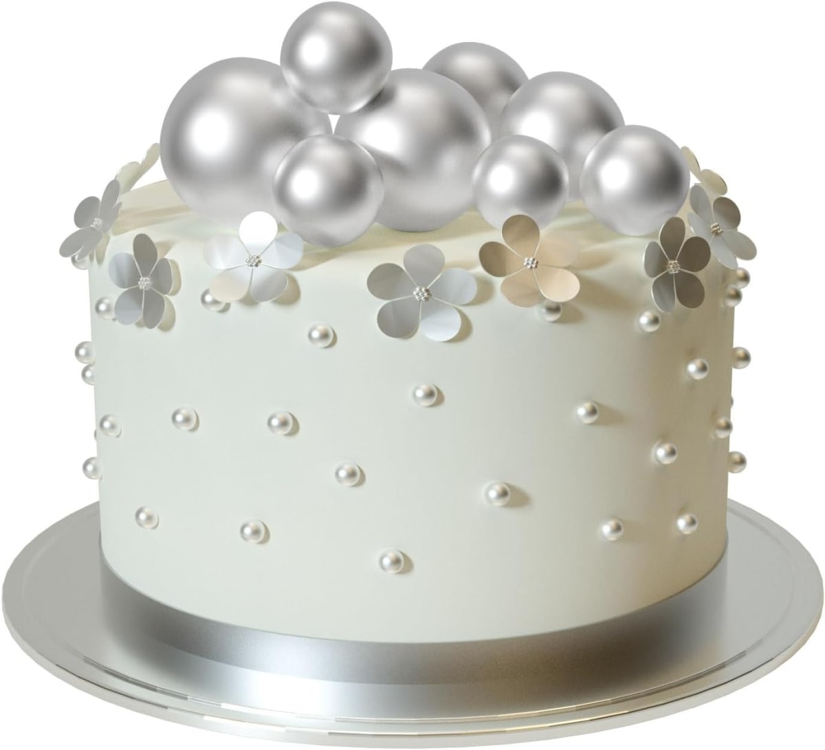 Esferas Decortativas para Tortas Plata 20 Unidades2