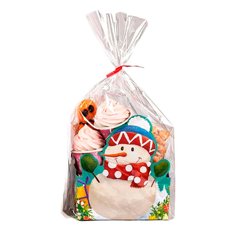 Set Bolsas con Base Cartulina Muñeco de Nieve 12x7x30 cm. - 10 Unidades 0