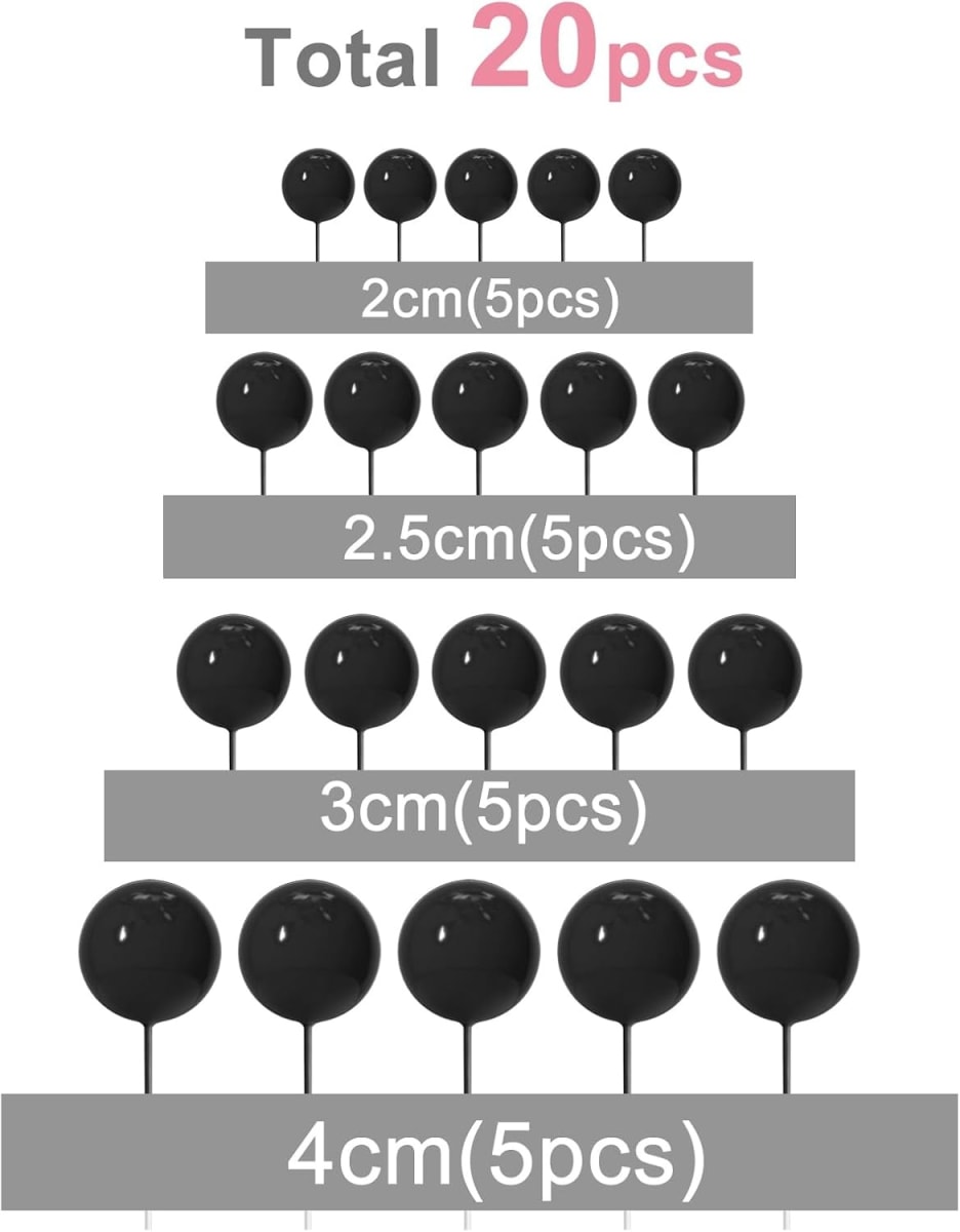 Esferas Decortativas para Tortas Negro 20 Unidades4