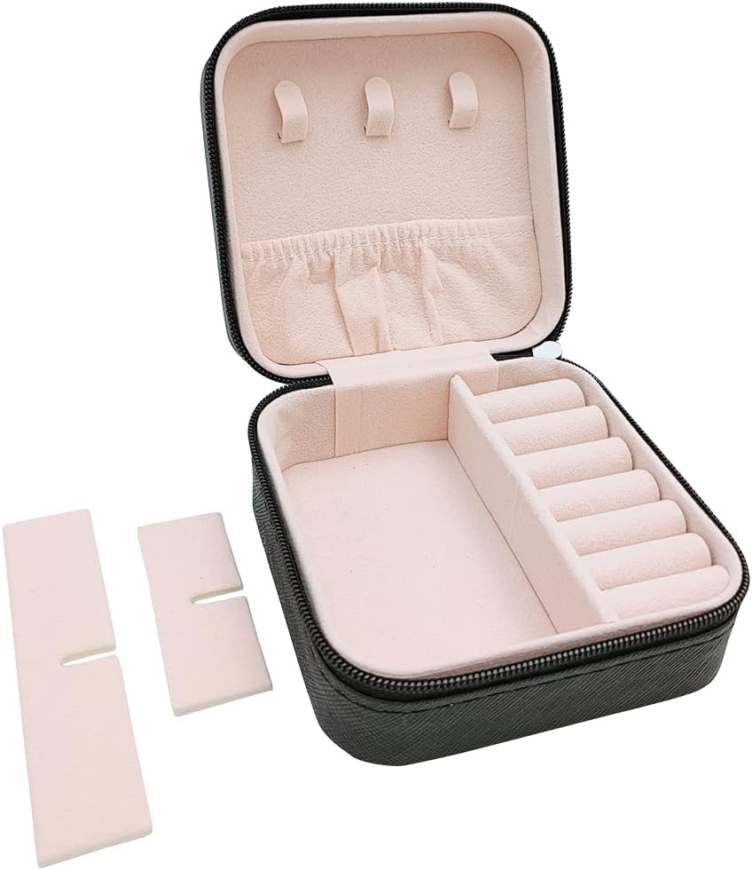Joyero Organizador Joyas Mini Para Viajes Negro 10x10x5 cm.3