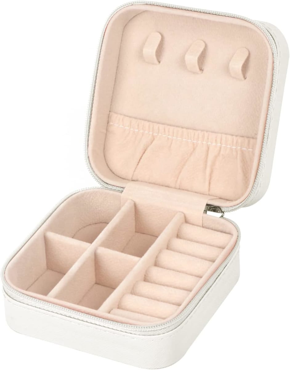 Joyero Organizador Joyas Mini Para Viajes Blanco 10x10x5 cm.2