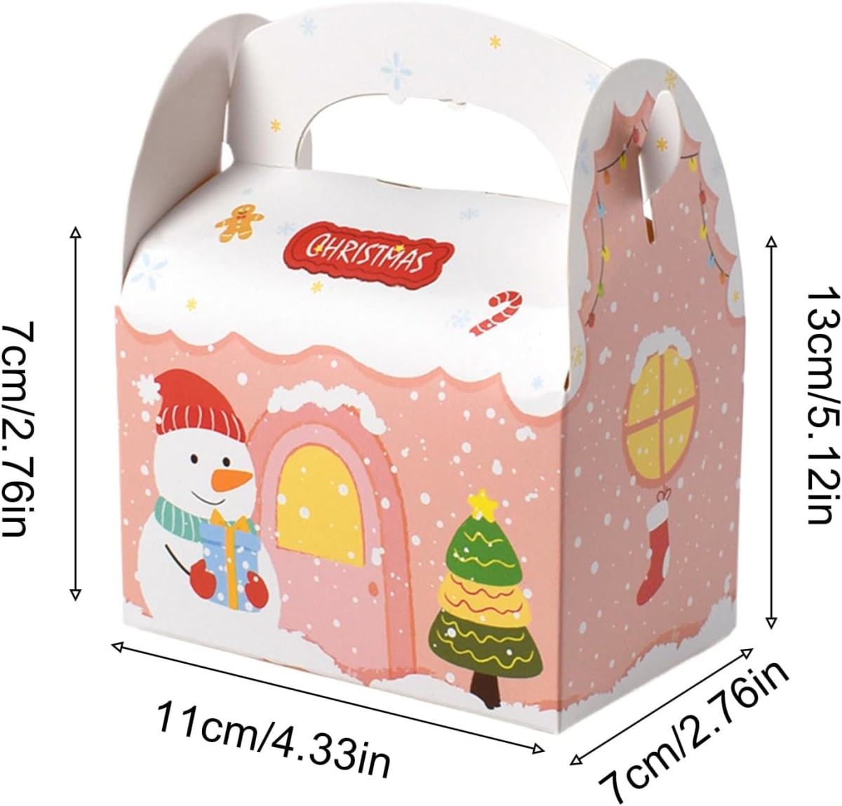 Set Cajas Navidad con Manilla Rosada 12x11x7 cm. 4 Unidades4