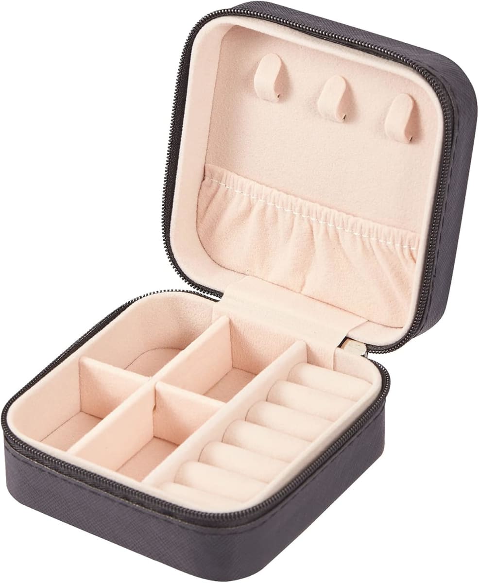 Joyero Organizador Joyas Mini Para Viajes Negro 10x10x5 cm.2