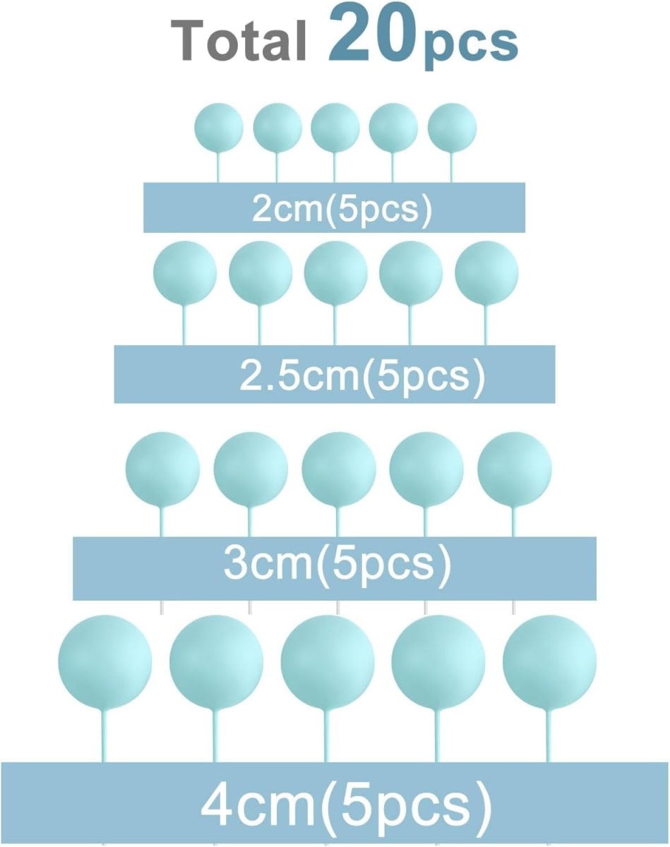 Esferas Decortativas para Tortas Celeste 20 Unidades3