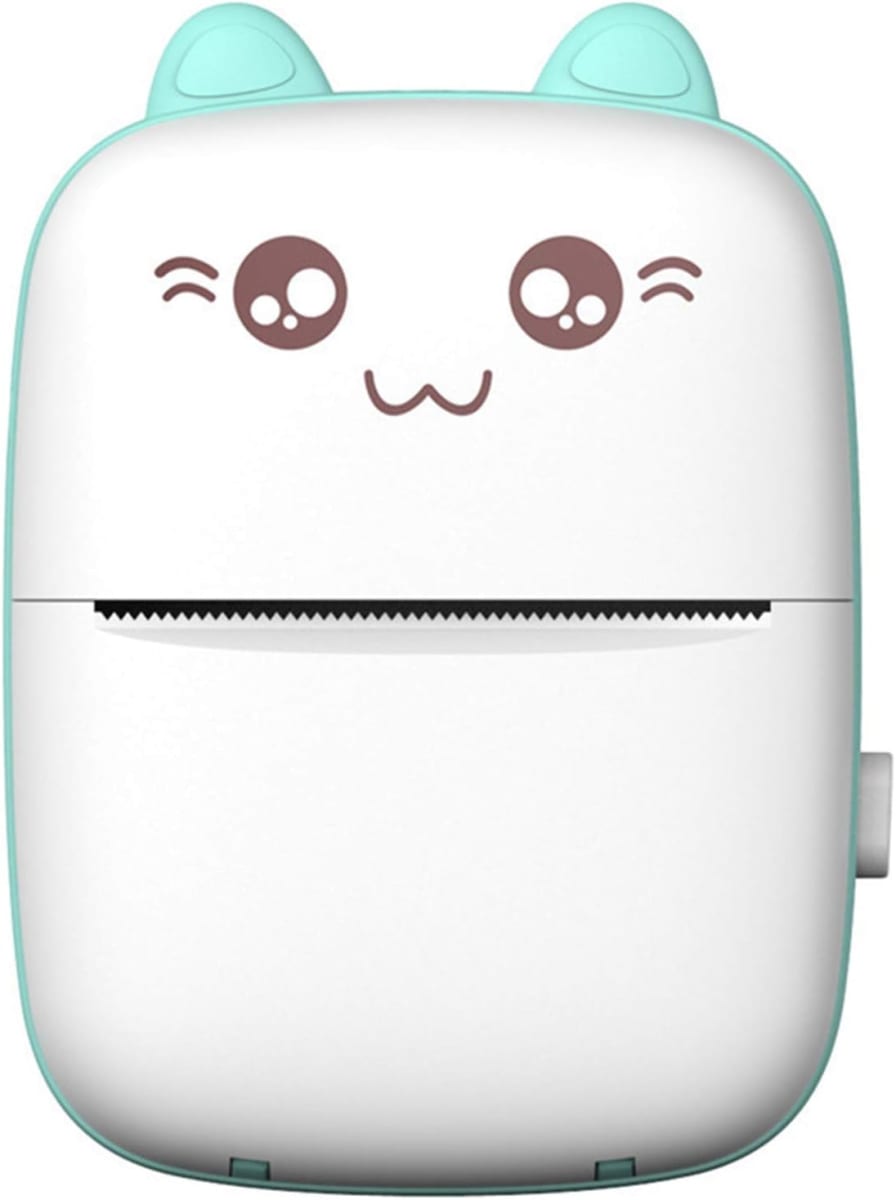 Mini Impresora Térmica Portátil 58 mm. Bluetooth Recargable Gatito Celeste2