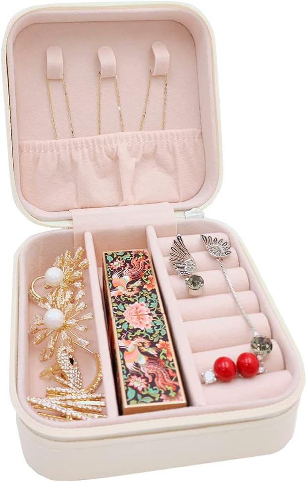 Joyero Organizador Joyas Mini Para Viajes Blanco 10x10x5 cm.5
