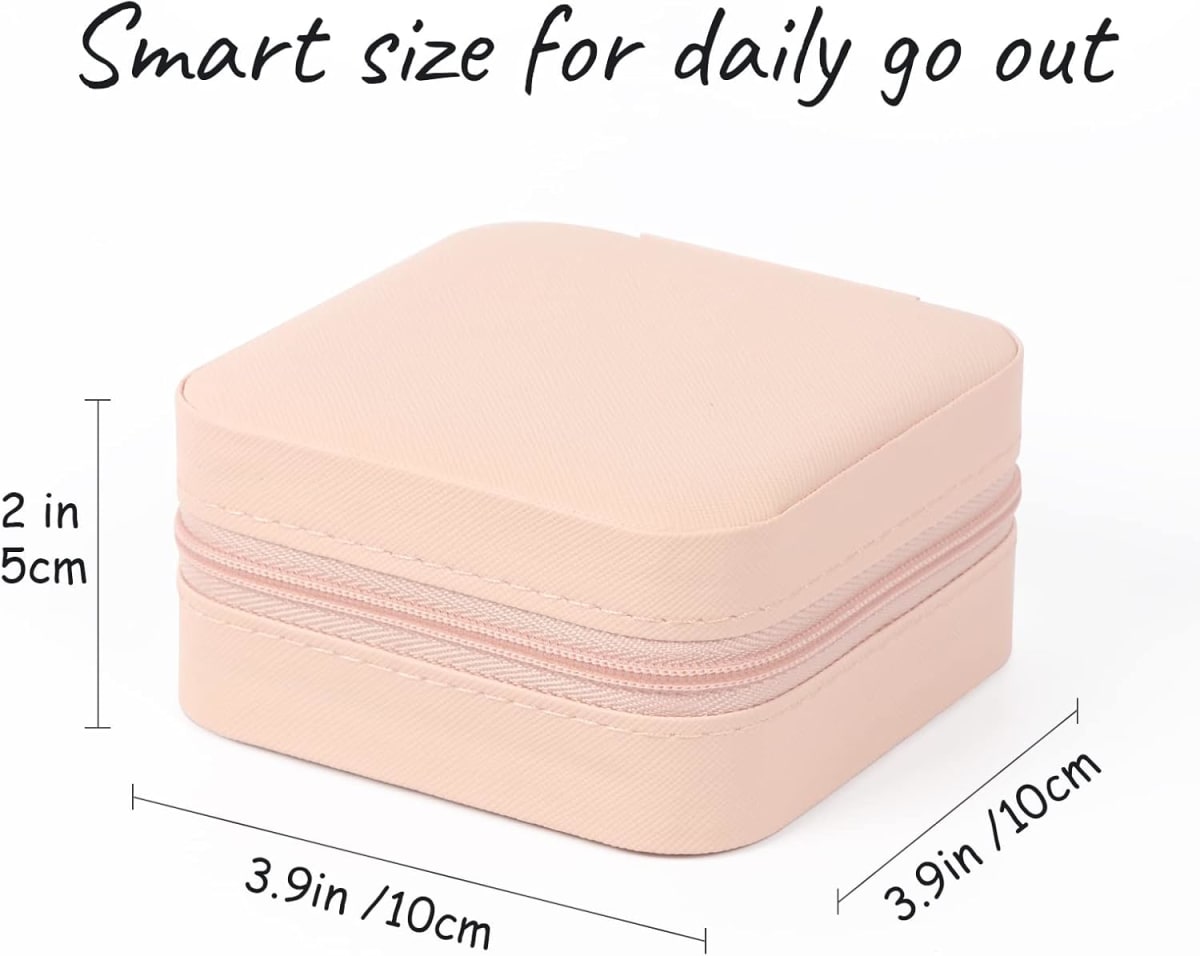 Joyero Organizador De Joyas Portátil Mini Para Viajes Rosa 10x10x5 cm.10