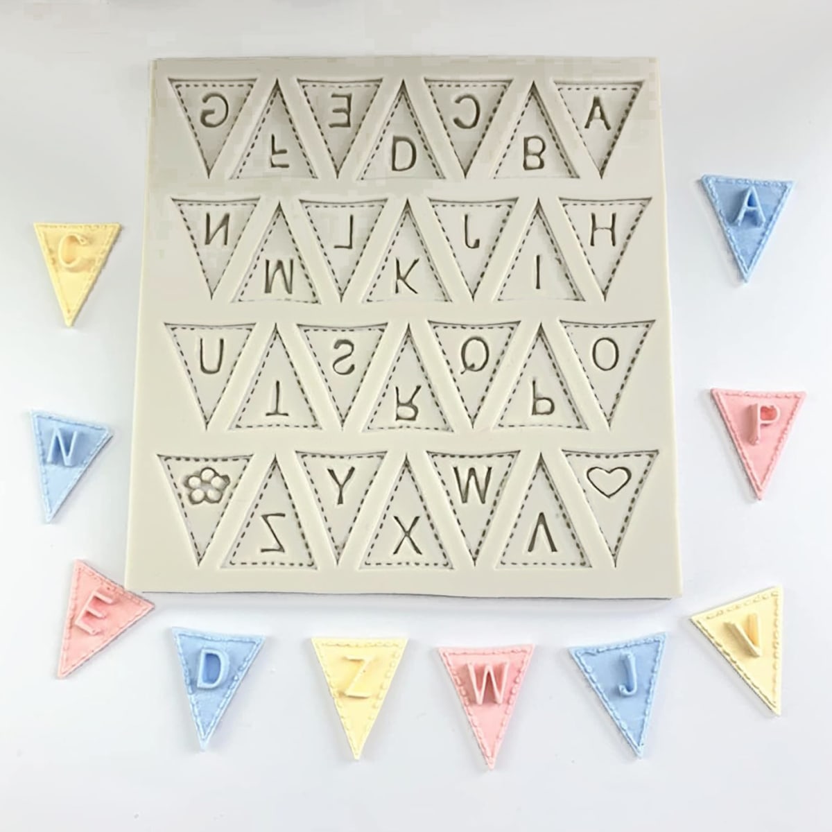 Molde Fondant Alfabeto Banderín Silicona 0