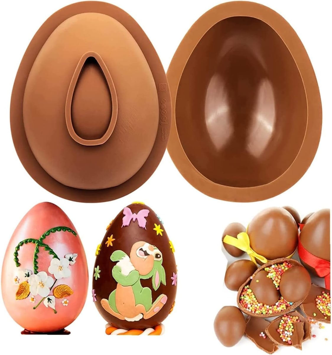 Molde Chocolate Silicona Huevo Liso 10 cm.10