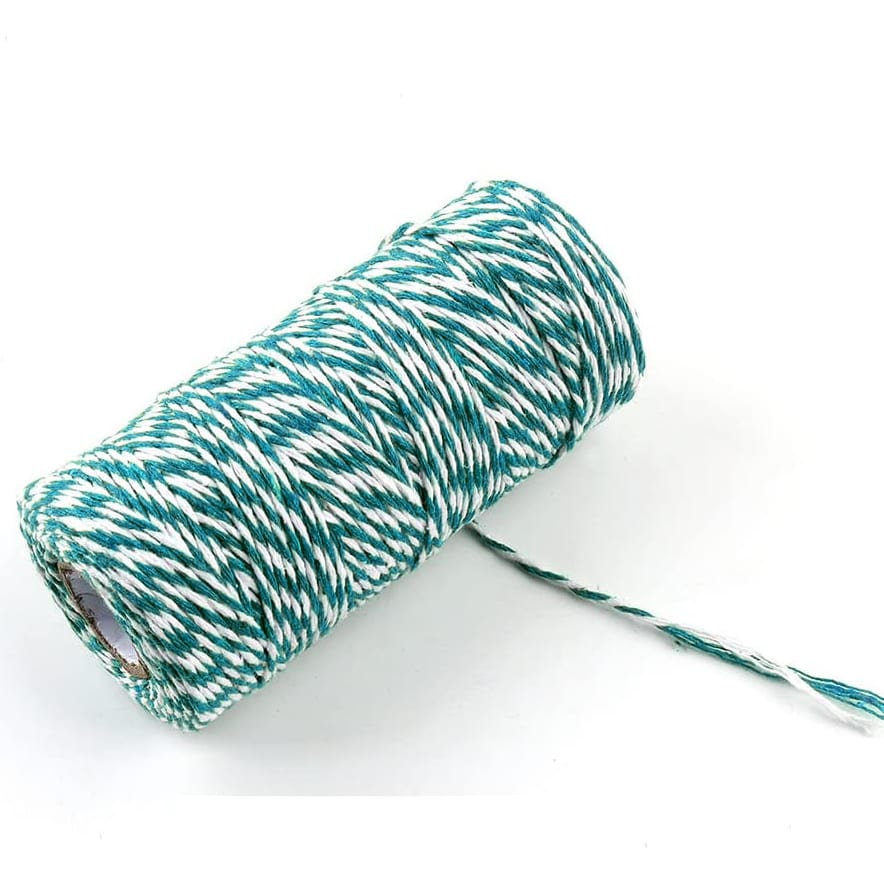 Cordón de Algodón Turquesa-Blanco 100 mts.1