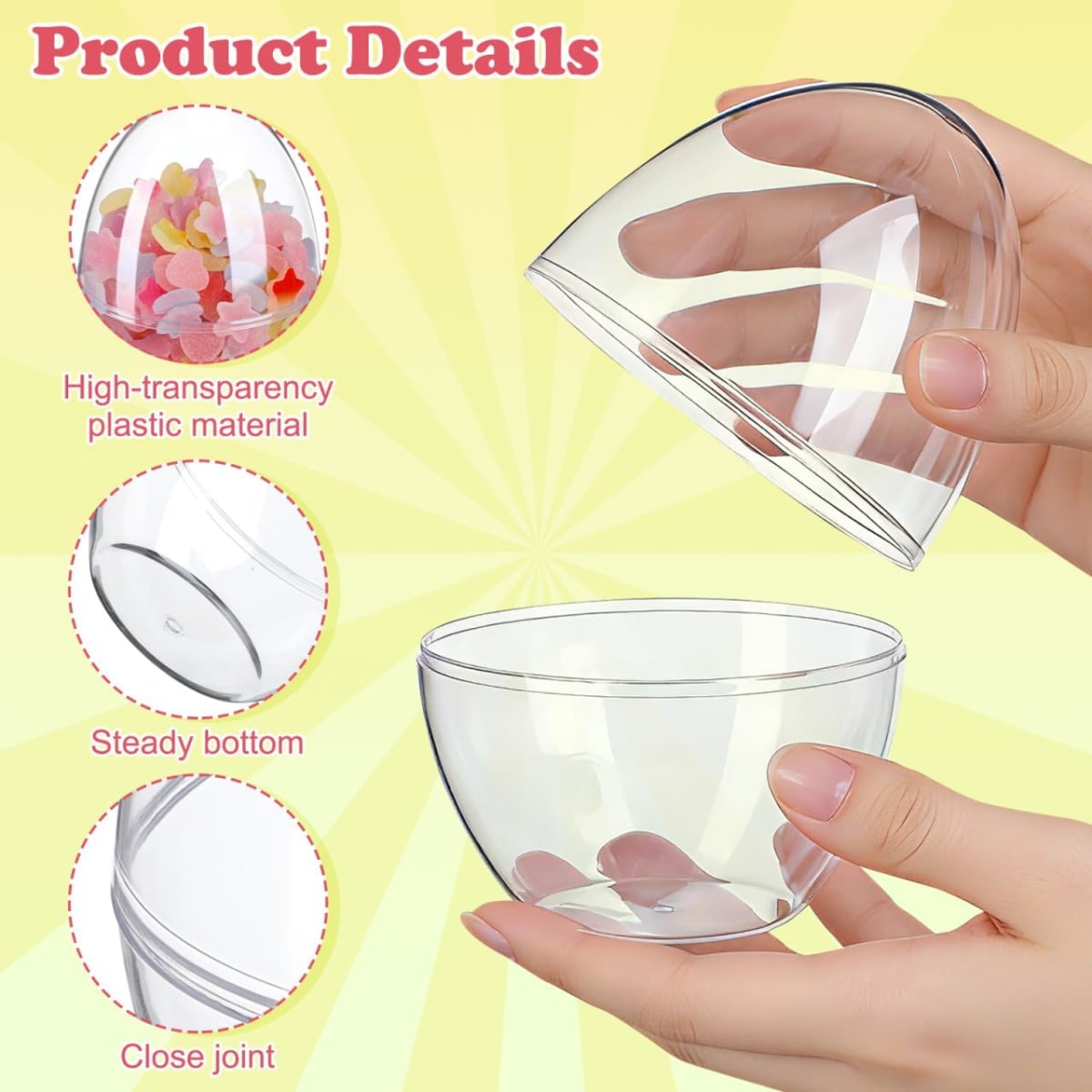 Huevo Acrílico Transparente 12x9 cm. 5 Unidades7