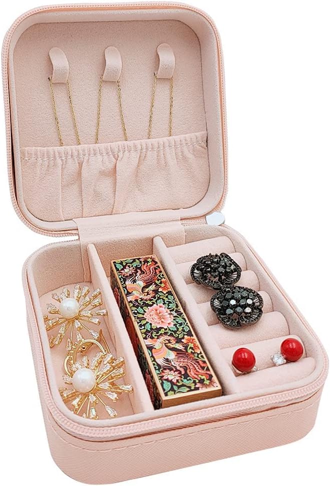 Joyero Organizador De Joyas Portátil Mini Para Viajes Rosa 10x10x5 cm.6
