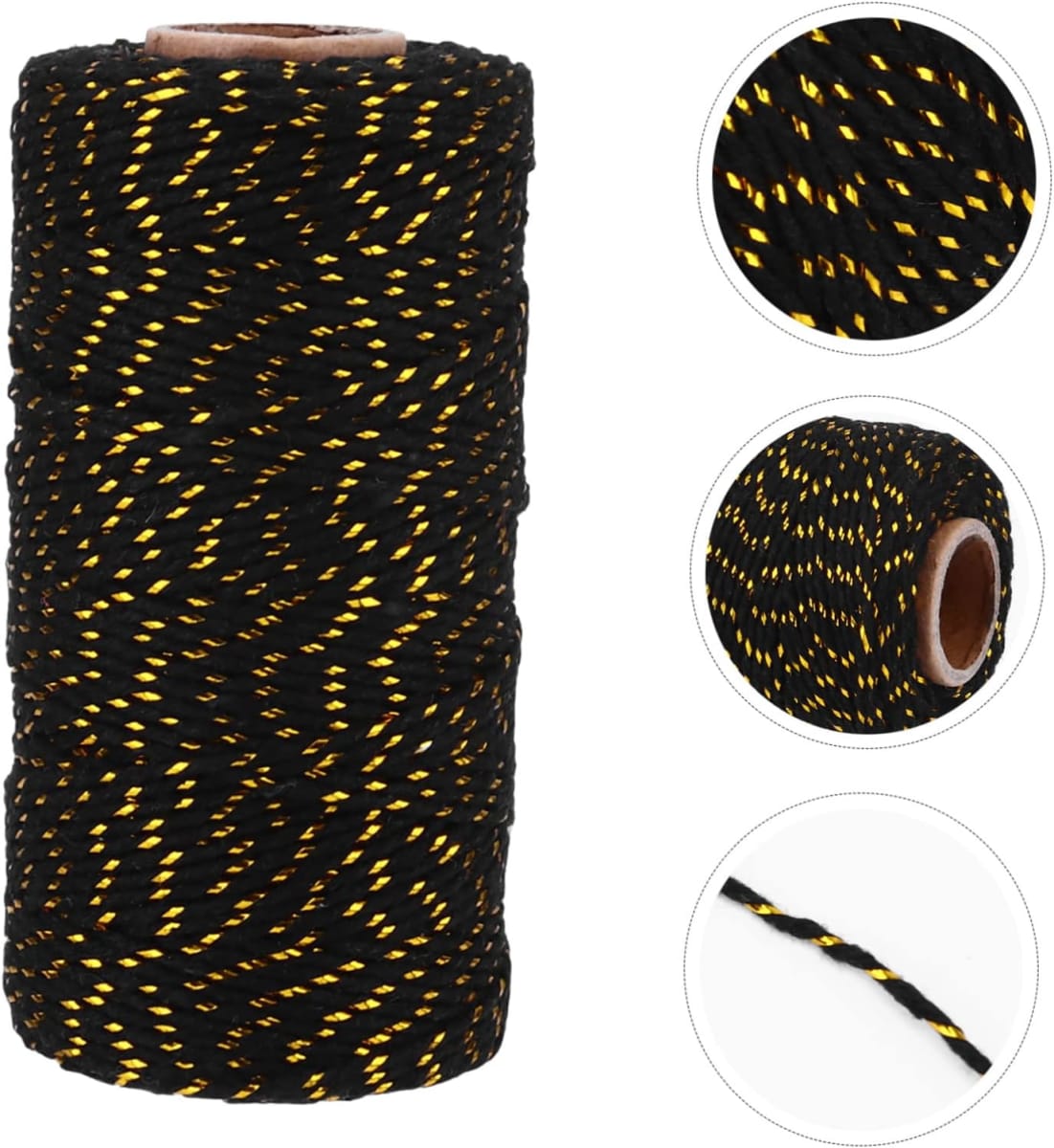 Cordón de Algodón Dorado-Negro 100 mts.1