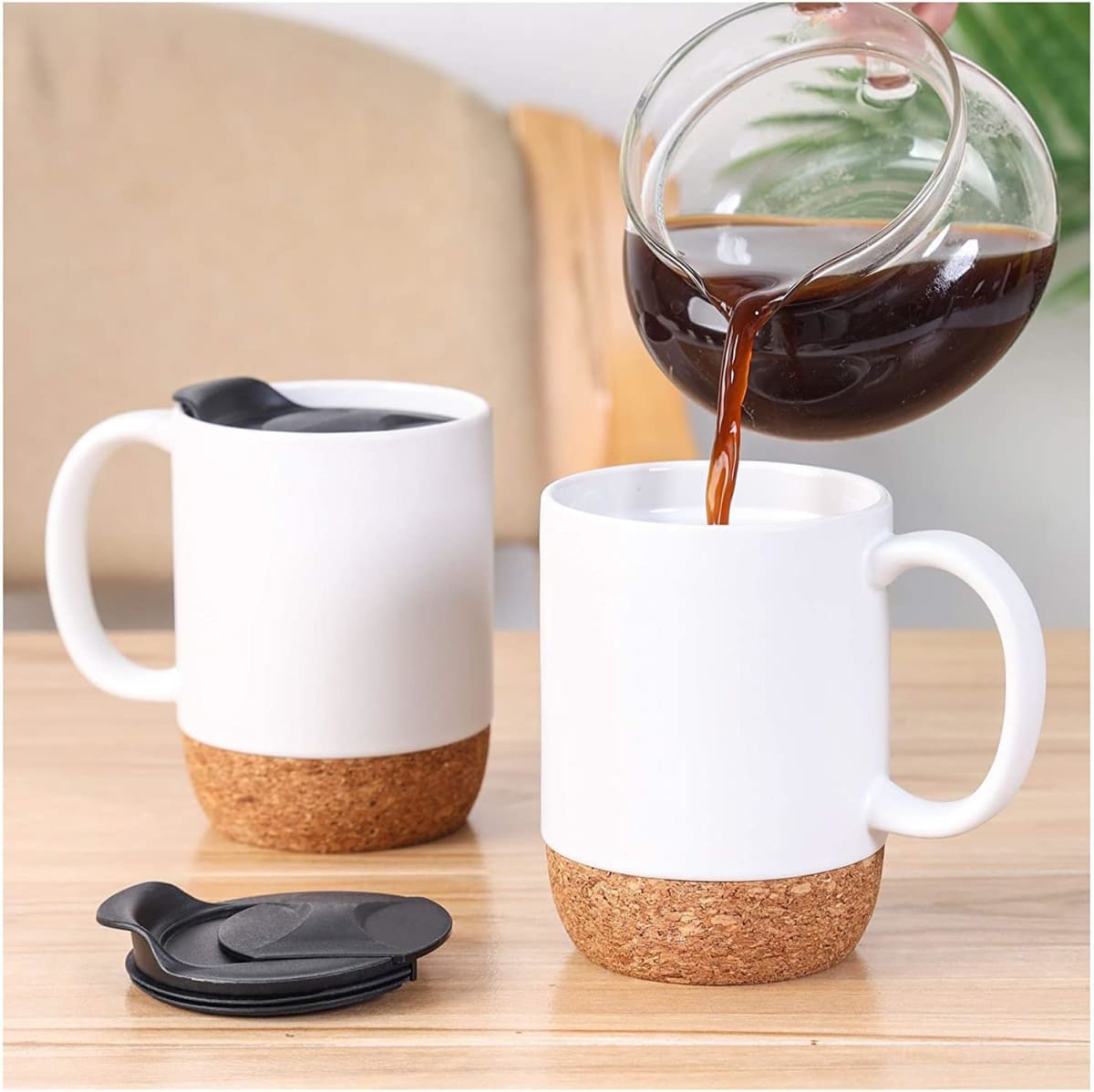 Taza Mug Base Corcho Y Tapa para Sublimar 380ml 13oz Blanco5
