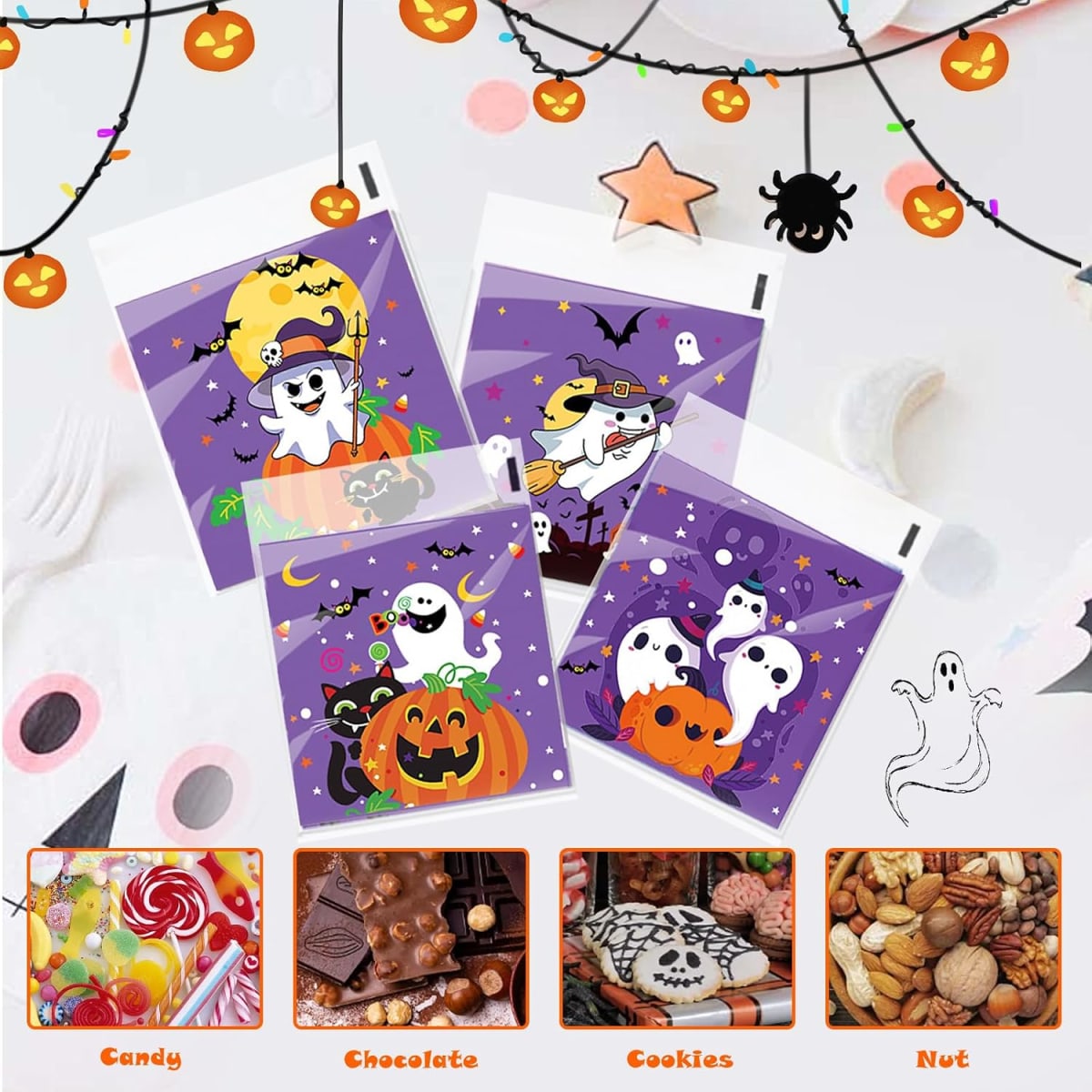 Bolsa Celofán Halloween N°2 10x10 con Adhesivo 100 Unidades6