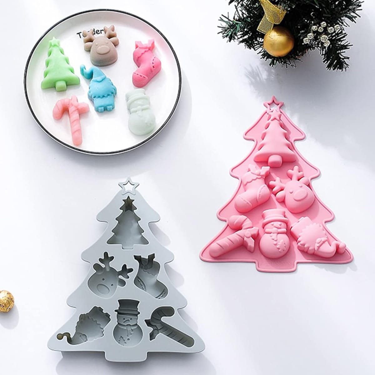 Molde Pino Navidad con 6 Figuras N°3 Silicona4