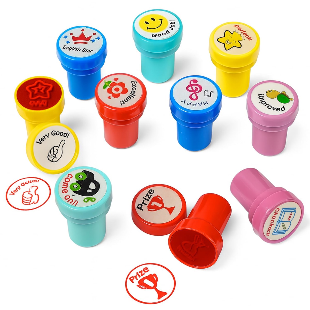 Set Timbres Sellos Goma Infantil Motivación 10 Unidades Rojo2