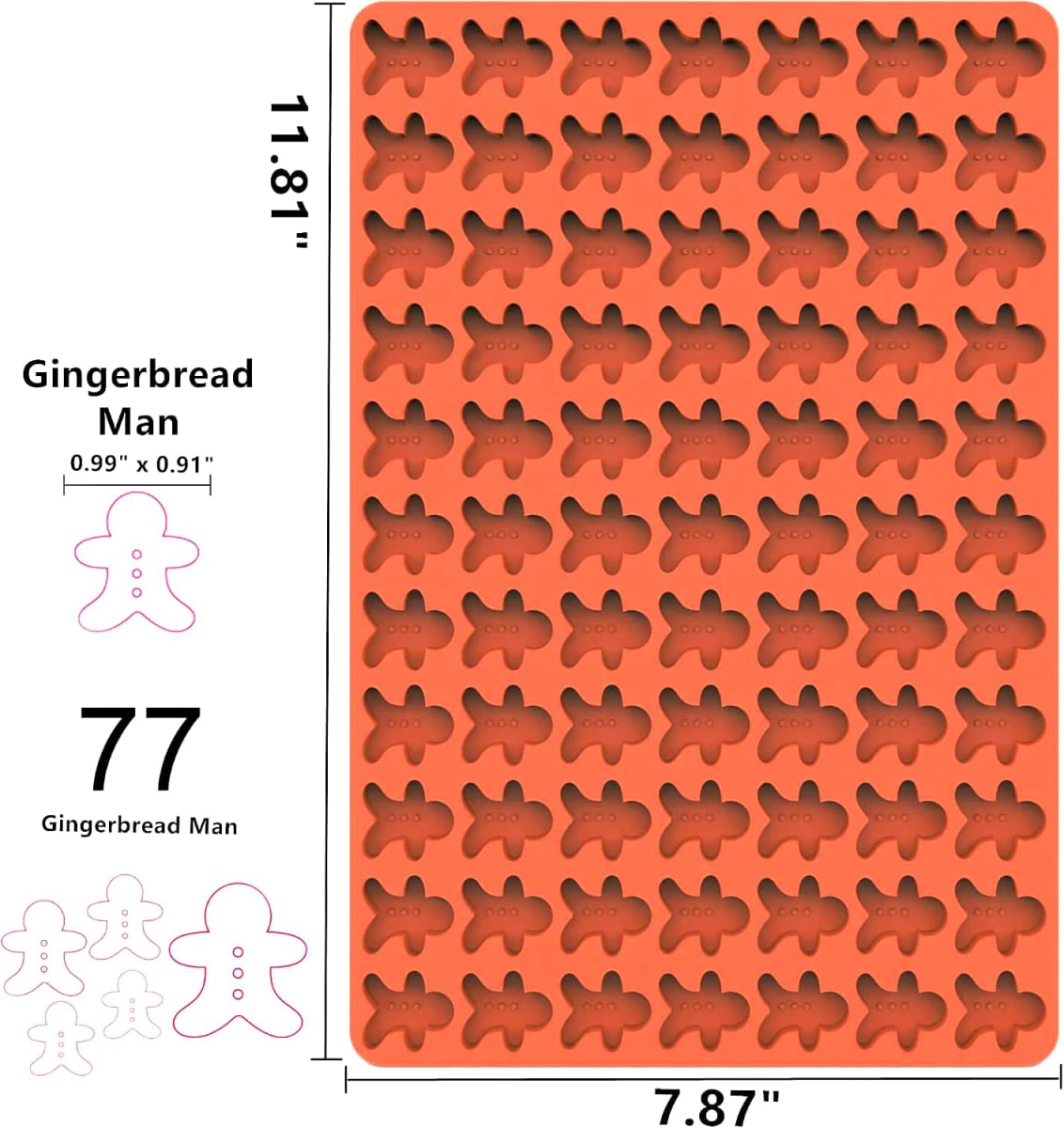 Molde Chocolate Hombres de Jengibre 77 Cavidades Silicona4
