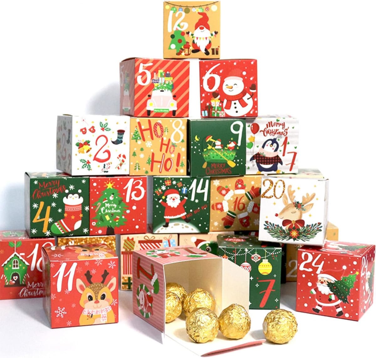 Set 24 Cajas Calendario de Adviento 7x7x7 cm.8