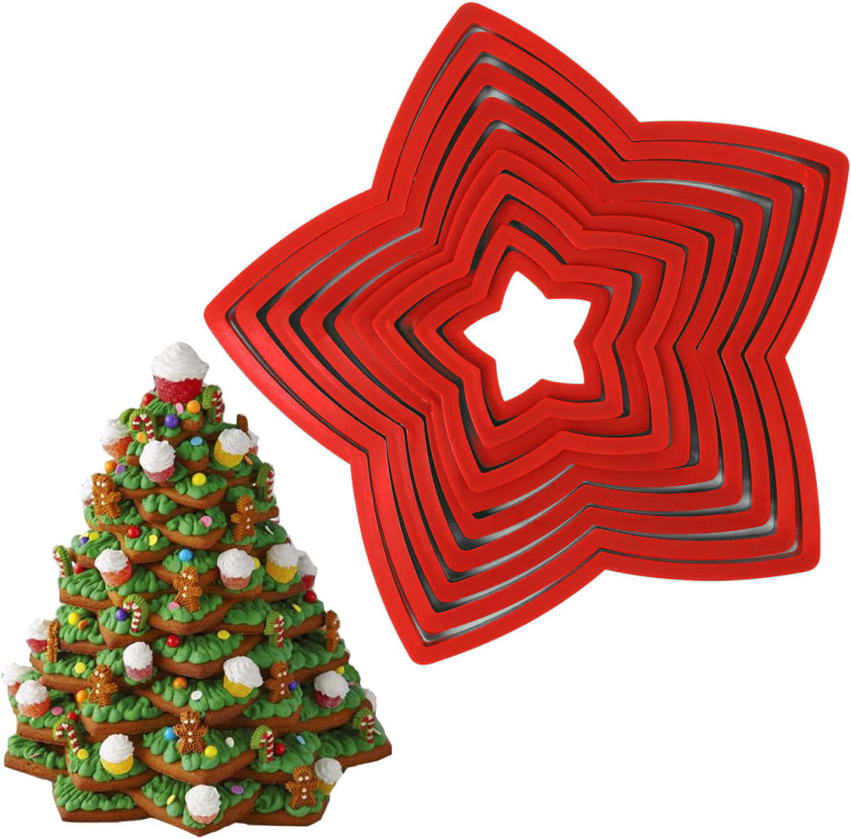 Set Cortadores Estrellas para Árbol 10 Piezas Plástico 0