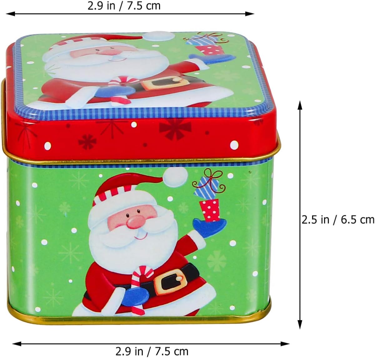 Caja de Lata Navidad Santa 7,5x7,5x6,5 cm.6