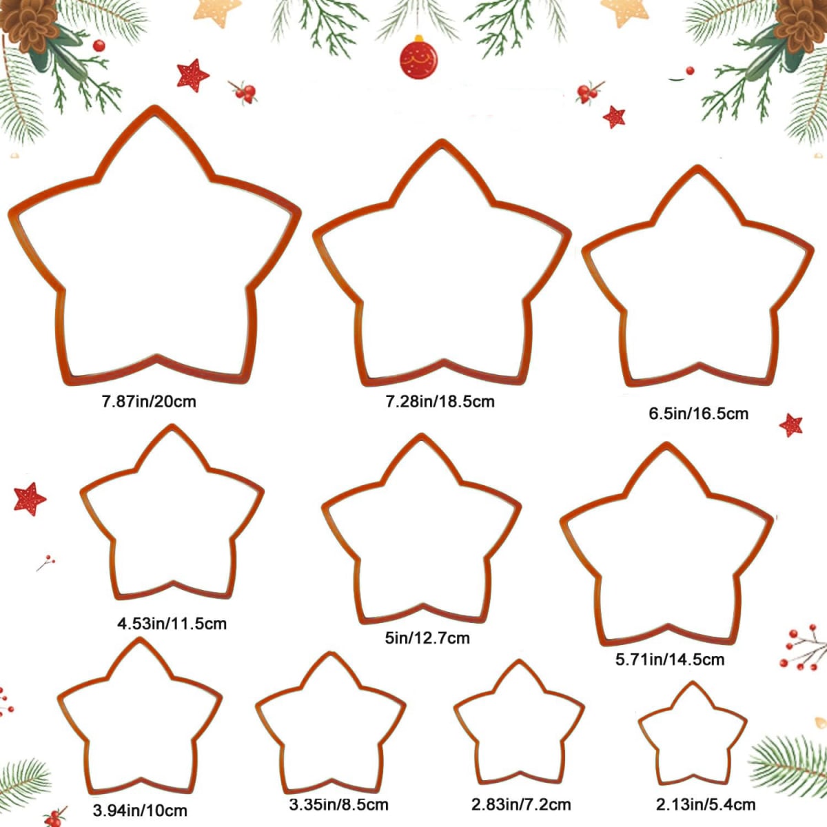 Set Cortadores Estrellas para Árbol 10 Piezas Plástico3