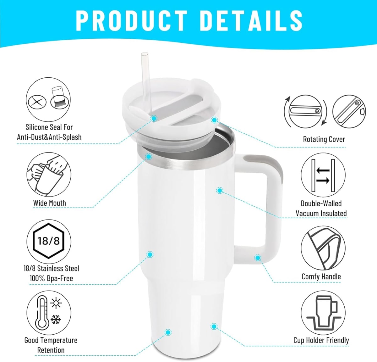 Vaso Térmico Con Bombilla para Sublimar 1,2l 40oz Acero Inox.5