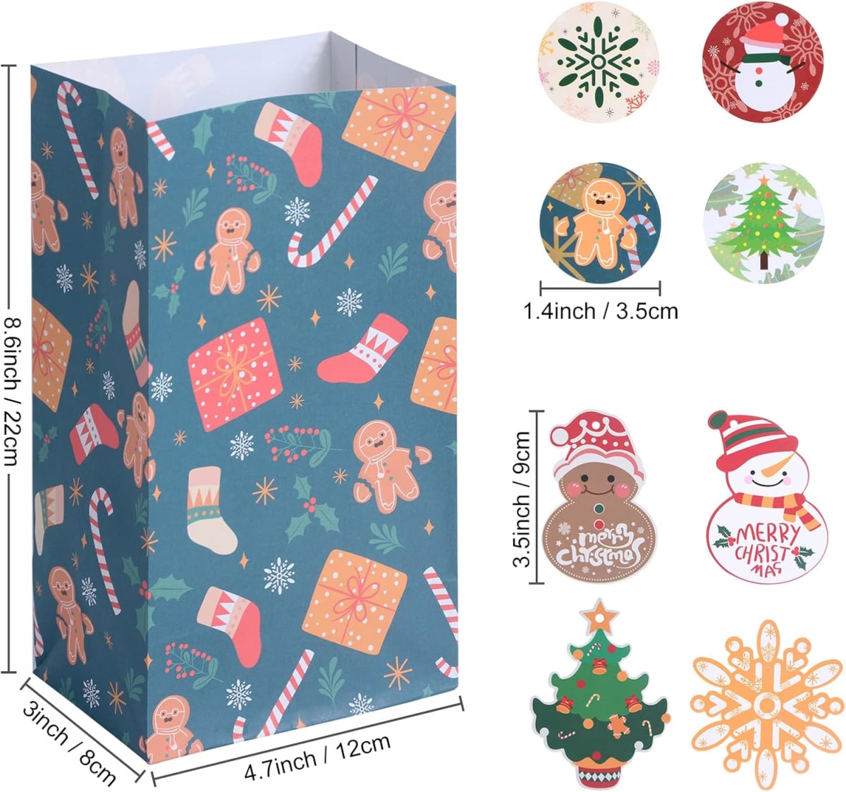 Set Bolsas de Papel Navidad con Sticker y Tag - 12 Unidades10