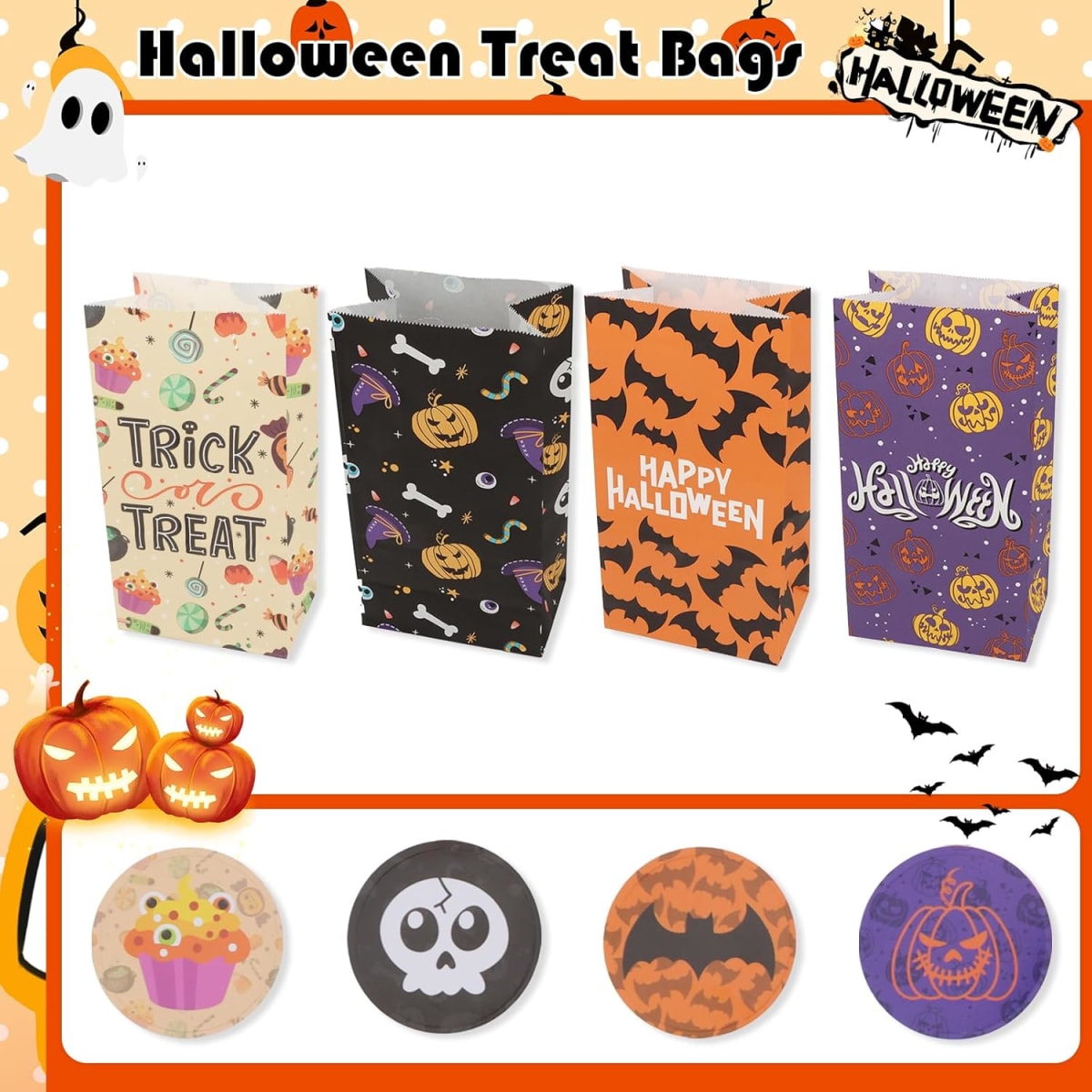 Set Bolsas de Papel Halloween y Stickers 12 Unidades8