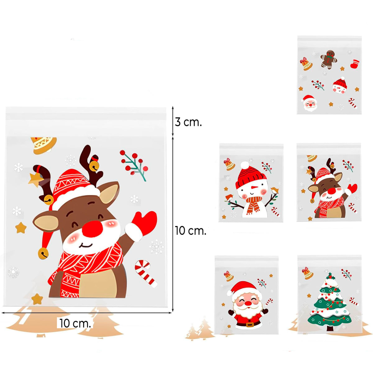 Bolsa Celofán Navidad 10x10 con Adhesivo - 100 Unidades7