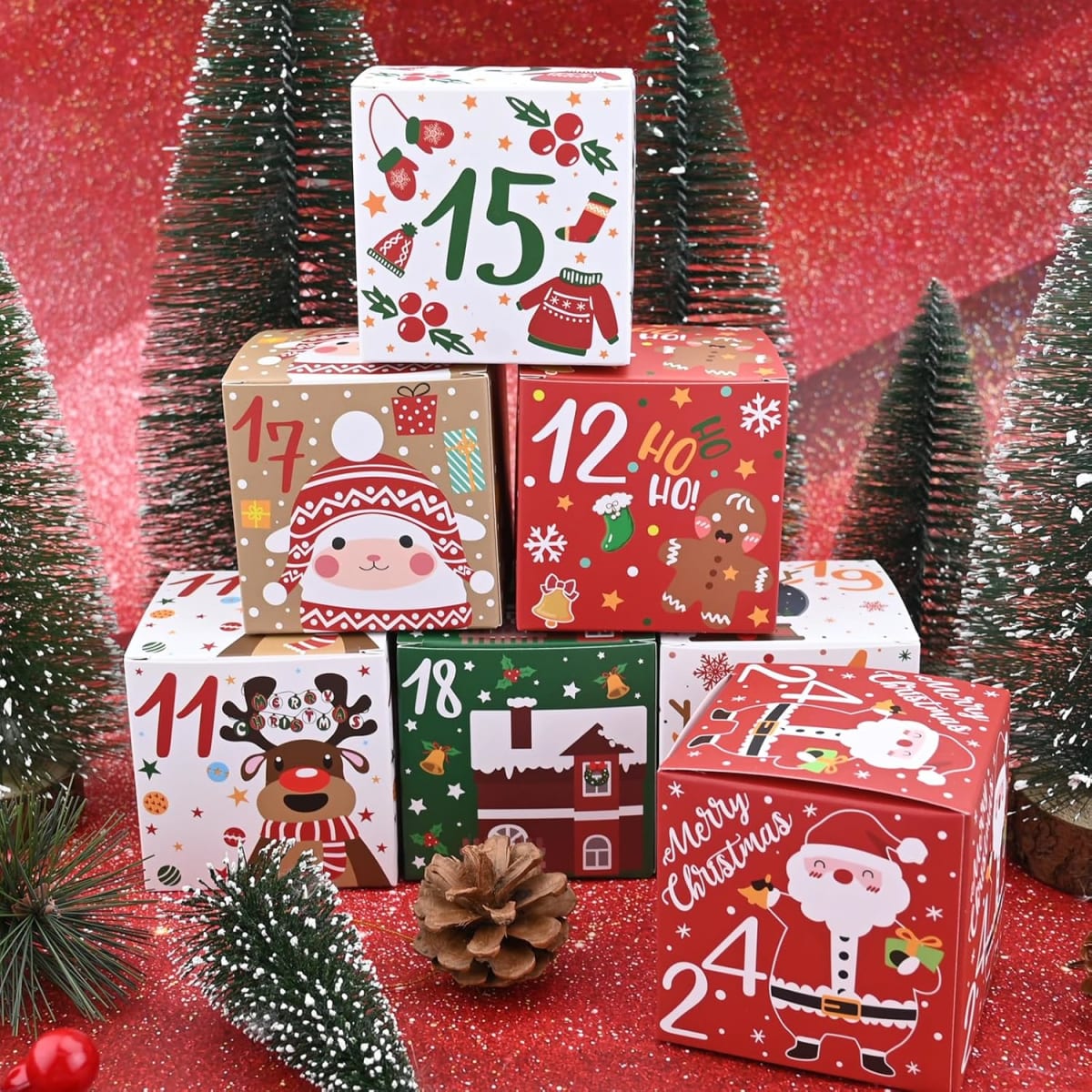 Set 24 Cajas Calendario de Adviento 7x7x7 cm.10