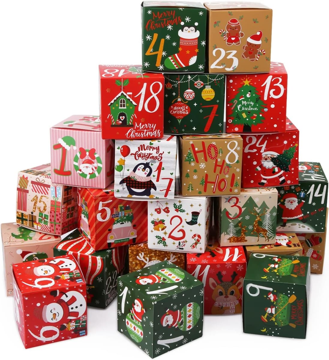 Set 24 Cajas Calendario de Adviento 7x7x7 cm.9
