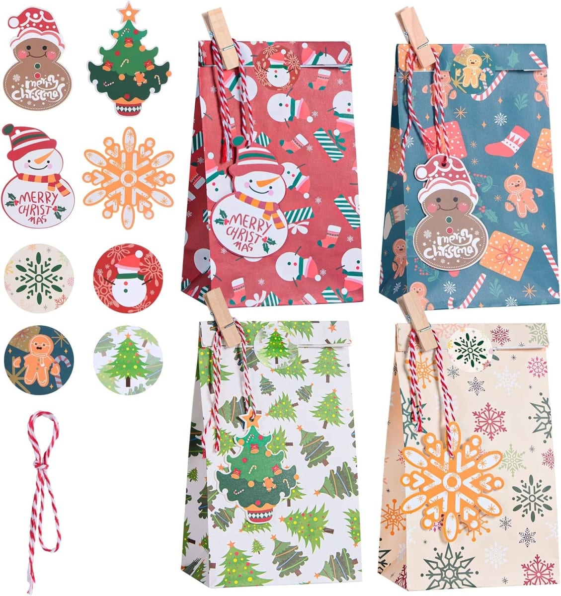 Set Bolsas de Papel Navidad con Sticker y Tag - 12 Unidades3