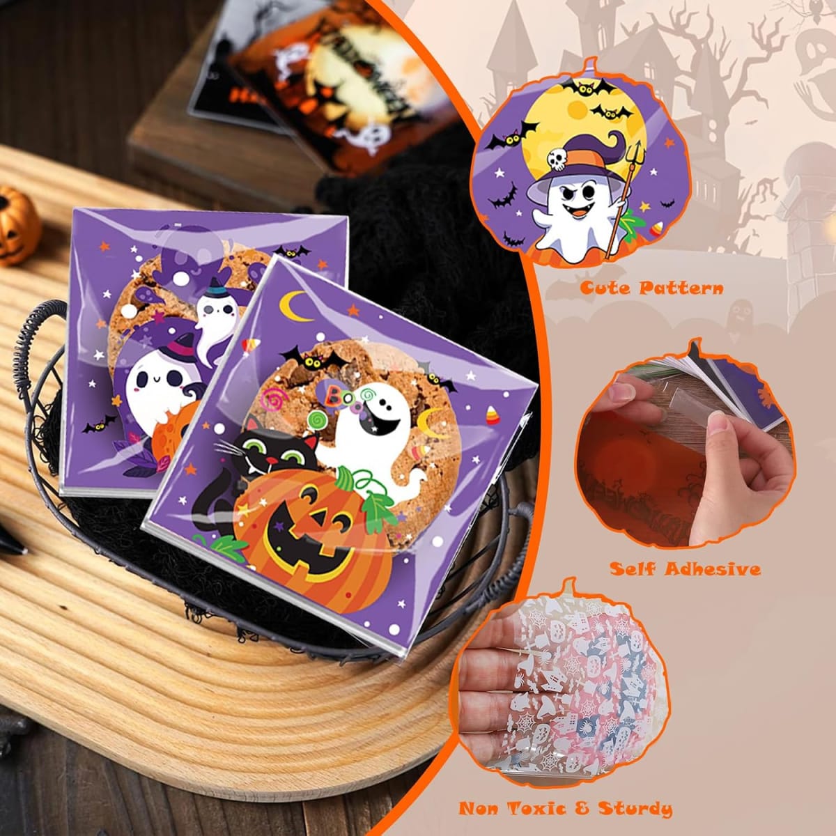 Bolsa Celofán Halloween N°2 10x10 con Adhesivo 100 Unidades5