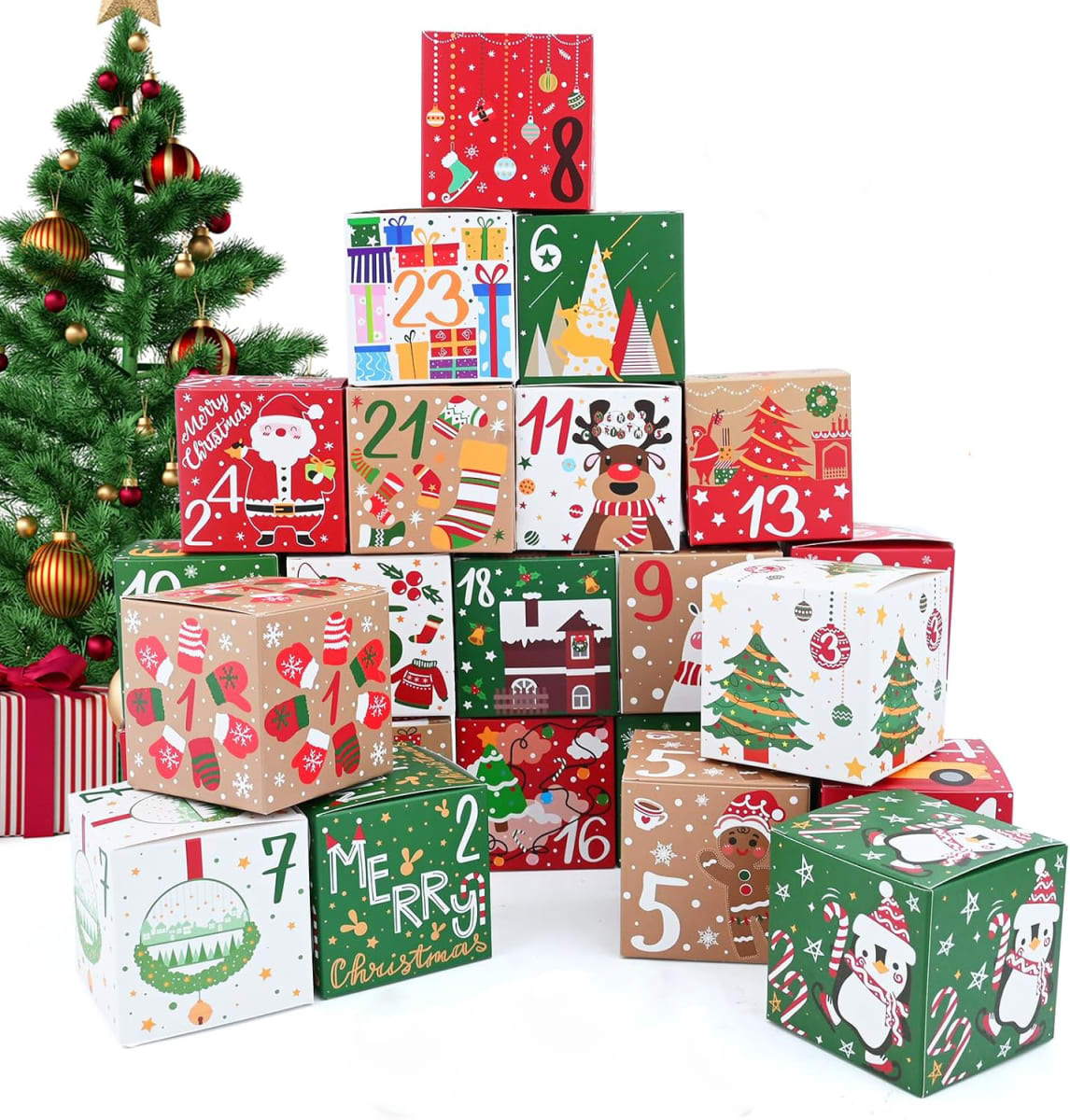 Set 24 Cajas Calendario de Adviento 7x7x7 cm. 0