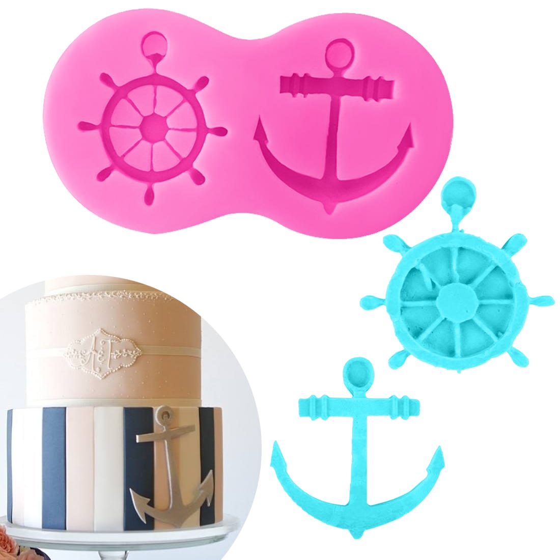 Molde Fondant Timón Y Ancla Silicona2
