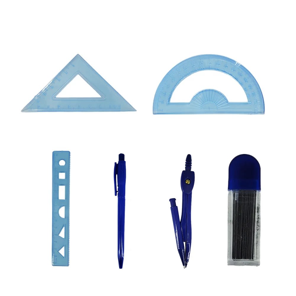 Kit Compás Portaminas Geometría Matemáticas Estuche 7 Piezas5