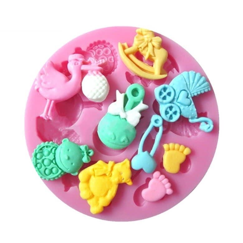 Molde Fondant Baby Shower Cigüeña Silicona1