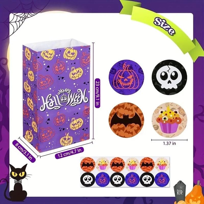 Set Bolsas de Papel Halloween y Stickers 12 Unidades9
