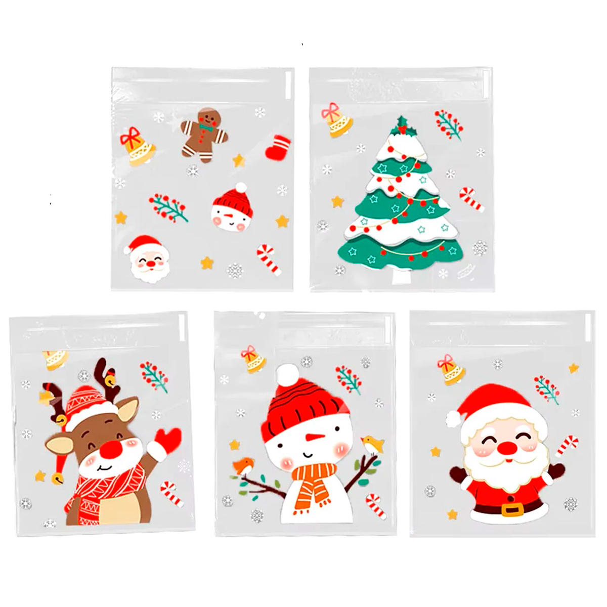 Bolsa Celofán Navidad 14x14 con Adhesivo - 100 Unidades 0