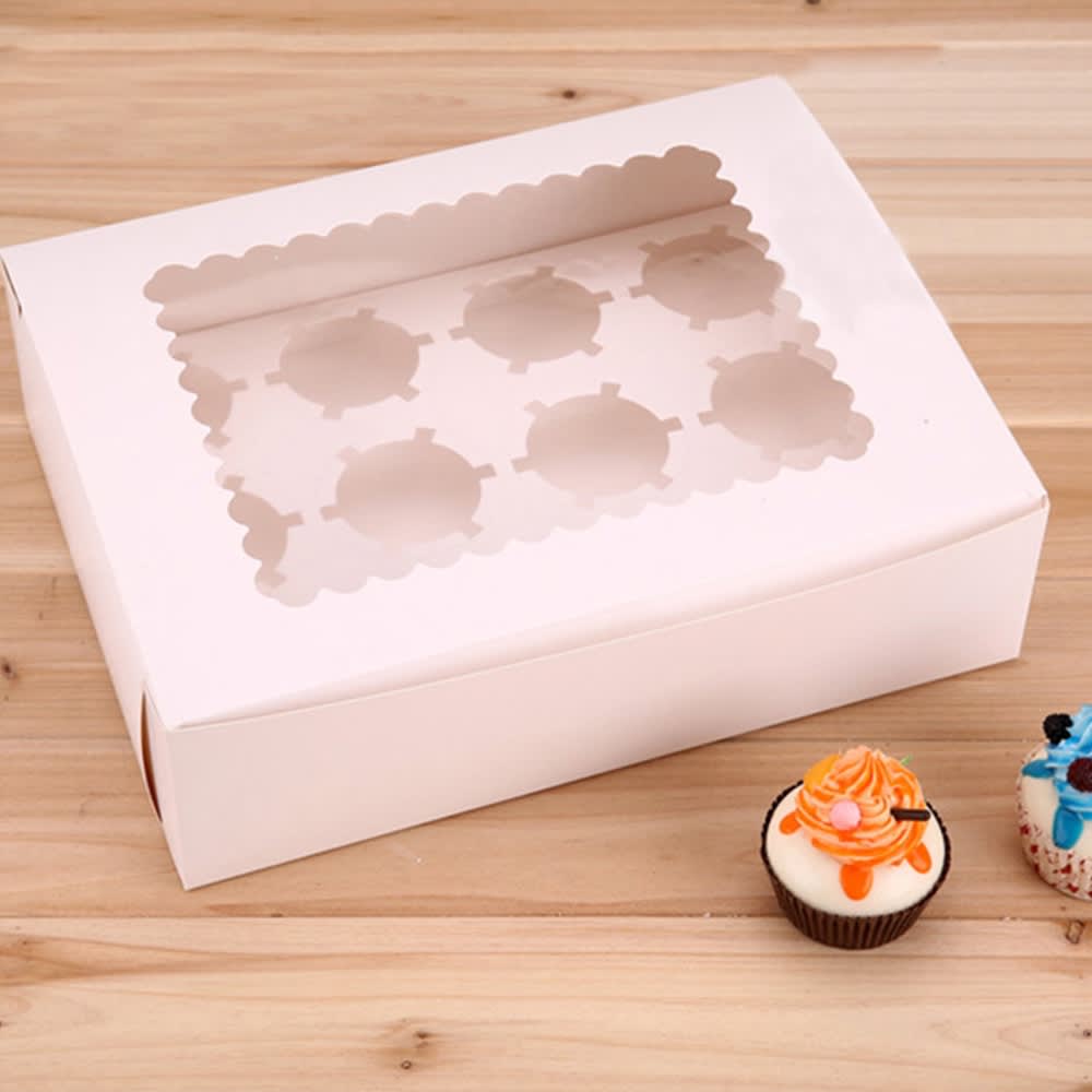 Caja para 12 Cupcakes Blanca Cartulina1