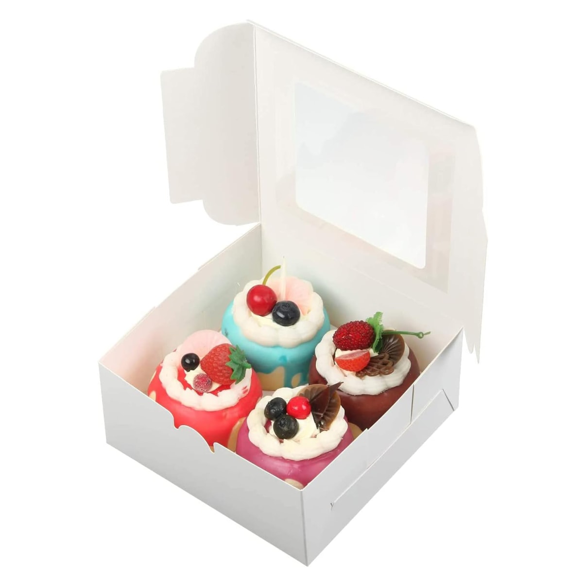 Caja 4x Cupcakes Blanca 16x16x7.5 cm. 10 Unidades2