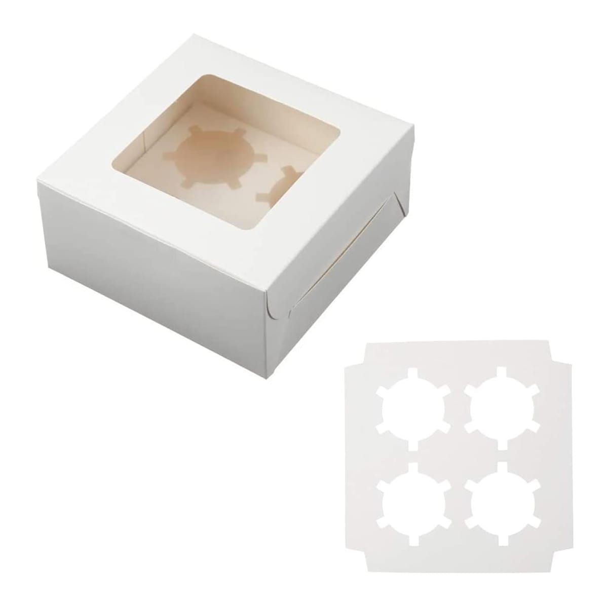 Caja 4x Cupcakes Blanca 16x16x7.5 cm. 10 Unidades3