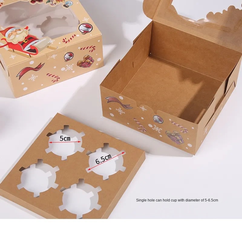 Set Cajas Navidad 4 Cupcakes Kraft 4 Unidades3
