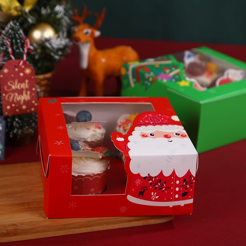 Set Cajas Navidad 4 Cupcakes Rojo 4 Unidades2