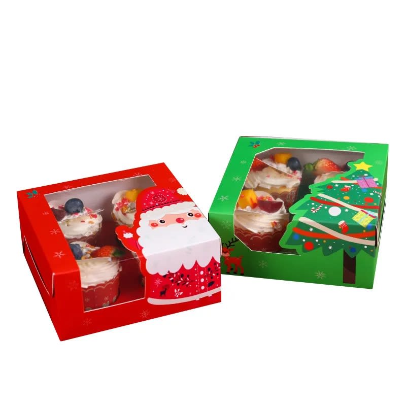 Set Cajas Navidad 4 Cupcakes Rojo 4 Unidades4