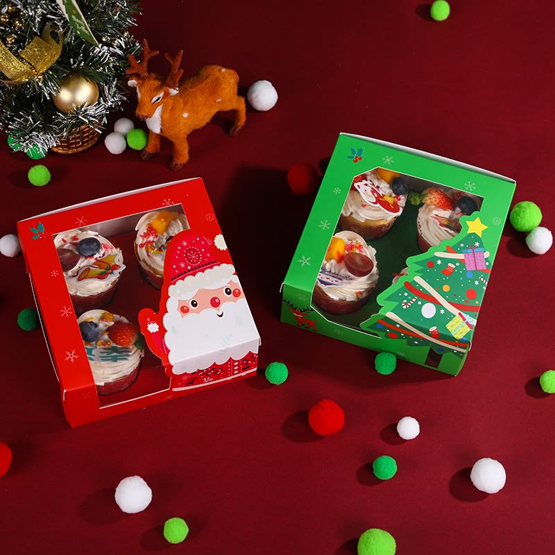 Set Cajas Navidad 4 Cupcakes Rojo 4 Unidades5