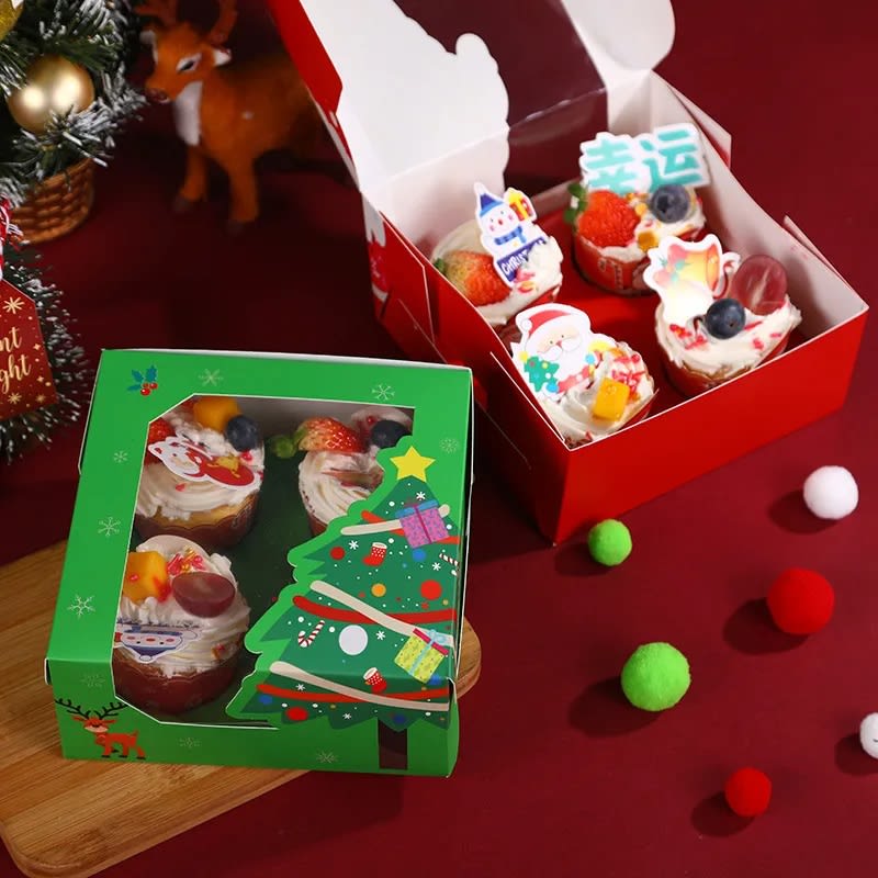 Set Cajas Navidad 4 Cupcakes Rojo 4 Unidades3
