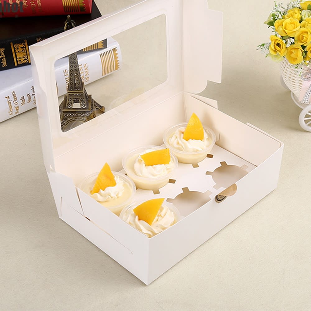 Caja para 6 Cupcakes Blanca Cartulina2