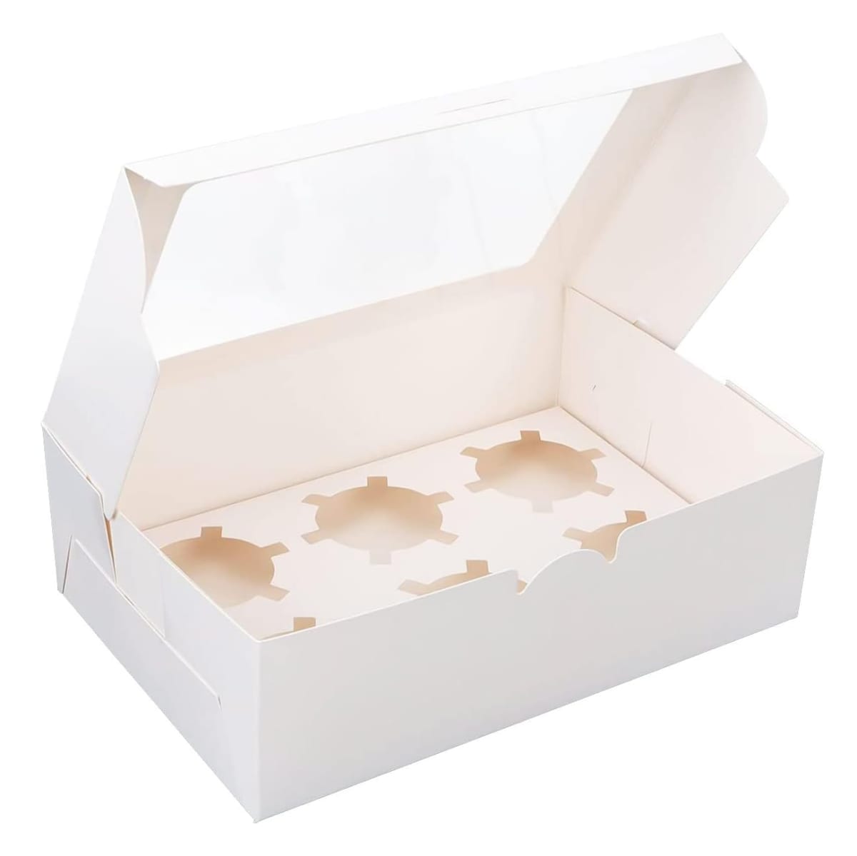 Caja para 6 Cupcakes Blanca Cartulina3